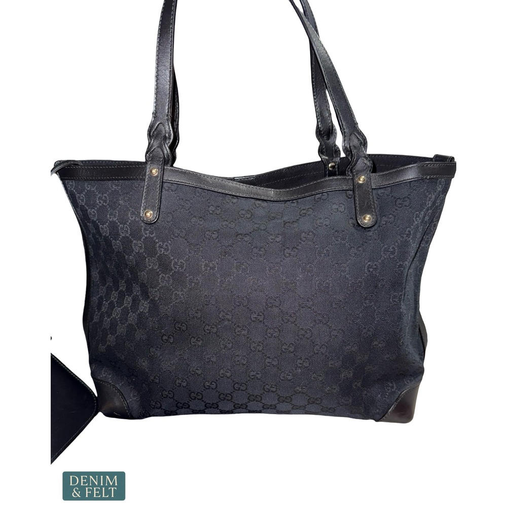 Gucci Monogram Medium Craft Tote Black GG Canvas Leather Shoulder Bag 247209 - Picture 7 of 16